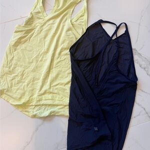 Lululemon Athletica Yellow and Navy Tank Tops